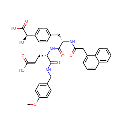 COc1ccc(CNC(=O)[C@H](CCC(=O)O)NC(=O)[C@H](Cc2ccc([C@@H](O)C(=O)O)cc2)NC(=O)Cc2cccc3ccccc23)cc1 ZINC000029465231