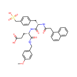 COc1ccc(CNC(=O)[C@H](CCC(=O)O)NC(=O)[C@H](Cc2ccc(CS(=O)(=O)O)cc2)NC(=O)Cc2cccc3ccccc23)cc1 ZINC000029465228