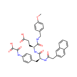 COc1ccc(CNC(=O)[C@H](CCC(=O)O)NC(=O)[C@H](Cc2ccc(NC(=O)C(=O)O)cc2)NC(=O)Cc2ccc3ccccc3c2)cc1 ZINC000029465216