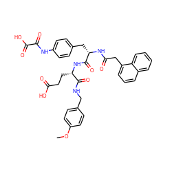 COc1ccc(CNC(=O)[C@H](CCC(=O)O)NC(=O)[C@H](Cc2ccc(NC(=O)C(=O)O)cc2)NC(=O)Cc2cccc3ccccc23)cc1 ZINC000029465213