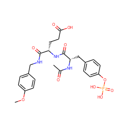 COc1ccc(CNC(=O)[C@H](CCC(=O)O)NC(=O)[C@H](Cc2ccc(OP(=O)(O)O)cc2)NC(C)=O)cc1 ZINC000029473947