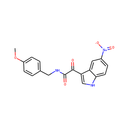 COc1ccc(CNC(=O)C(=O)c2c[nH]c3ccc([N+](=O)[O-])cc23)cc1 ZINC000013760651