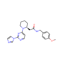 COc1ccc(CNC(=O)C[C@@H]2CCCCN2c2ccnc(-n3ccnc3)n2)cc1 ZINC000035271120