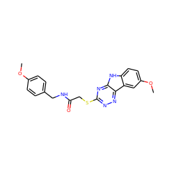 COc1ccc(CNC(=O)CSc2nnc3c(n2)[nH]c2ccc(OC)cc23)cc1 ZINC000101877116