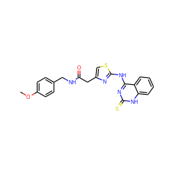 COc1ccc(CNC(=O)Cc2csc(Nc3nc(=S)[nH]c4ccccc34)n2)cc1 ZINC000008672464