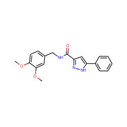 COc1ccc(CNC(=O)c2cc(-c3ccccc3)[nH]n2)cc1OC ZINC000007774671