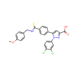 COc1ccc(CNC(=S)c2ccc(-c3cc(C(=O)O)nn3-c3ccc(Cl)c(Cl)c3)cc2)cc1 ZINC000299864200