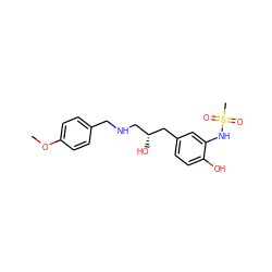 COc1ccc(CNC[C@@H](O)Cc2ccc(O)c(NS(C)(=O)=O)c2)cc1 ZINC000028958104