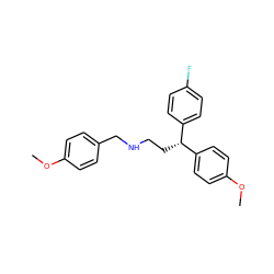COc1ccc(CNCC[C@H](c2ccc(F)cc2)c2ccc(OC)cc2)cc1 ZINC000005500134