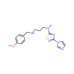 COc1ccc(CNCCCN(C)c2nc(-n3ccnc3)ns2)cc1 ZINC000035950270