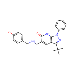 COc1ccc(CNCc2cc3c(C(C)(C)C)nn(-c4ccccc4)c3[nH]c2=O)cc1 ZINC000008763123