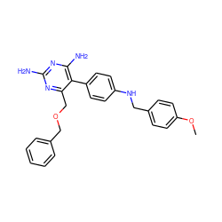 COc1ccc(CNc2ccc(-c3c(N)nc(N)nc3COCc3ccccc3)cc2)cc1 ZINC000013686013