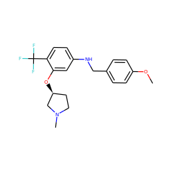 COc1ccc(CNc2ccc(C(F)(F)F)c(O[C@H]3CCN(C)C3)c2)cc1 ZINC000095604492