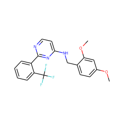 COc1ccc(CNc2ccnc(-c3ccccc3C(F)(F)F)n2)c(OC)c1 ZINC000004268042