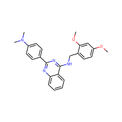 COc1ccc(CNc2nc(-c3ccc(N(C)C)cc3)nc3ccccc23)c(OC)c1 ZINC000004258396