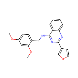 COc1ccc(CNc2nc(-c3ccoc3)nc3ccccc23)c(OC)c1 ZINC000004267876