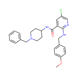 COc1ccc(CNc2ncc(Cl)cc2C(=O)NC2CCN(Cc3ccccc3)CC2)cc1 ZINC000028523677