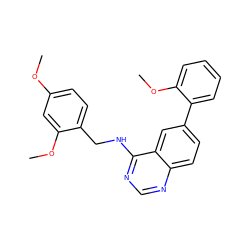 COc1ccc(CNc2ncnc3ccc(-c4ccccc4OC)cc23)c(OC)c1 ZINC000004265111