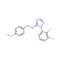 COc1ccc(CNc2ncnn2-c2cccc(Cl)c2Cl)cc1 ZINC000029126333