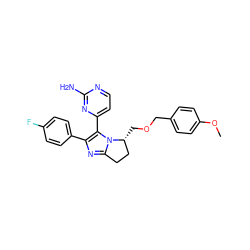 COc1ccc(COC[C@@H]2CCc3nc(-c4ccc(F)cc4)c(-c4ccnc(N)n4)n32)cc1 ZINC000028528258