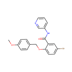 COc1ccc(COc2ccc(Br)cc2C(=O)Nc2cccnc2)cc1 ZINC000116763609