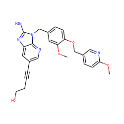 COc1ccc(COc2ccc(Cn3c(N)nc4cc(C#CCCO)cnc43)cc2OC)cn1 ZINC000473159250