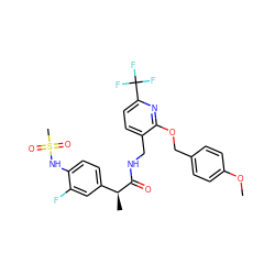 COc1ccc(COc2nc(C(F)(F)F)ccc2CNC(=O)[C@@H](C)c2ccc(NS(C)(=O)=O)c(F)c2)cc1 ZINC000096271004