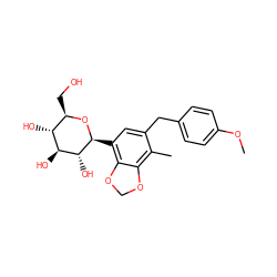 COc1ccc(Cc2cc([C@@H]3O[C@H](CO)[C@@H](O)[C@H](O)[C@H]3O)c3c(c2C)OCO3)cc1 ZINC000226038982