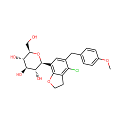 COc1ccc(Cc2cc([C@@H]3O[C@H](CO)[C@@H](O)[C@H](O)[C@H]3O)c3c(c2Cl)CCO3)cc1 ZINC000206064132