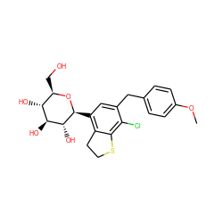 COc1ccc(Cc2cc([C@@H]3O[C@H](CO)[C@@H](O)[C@H](O)[C@H]3O)c3c(c2Cl)SCC3)cc1 ZINC000206063616