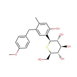 COc1ccc(Cc2cc([C@@H]3S[C@H](CO)[C@@H](O)[C@H](O)[C@H]3O)c(O)cc2C)cc1 ZINC000043196446