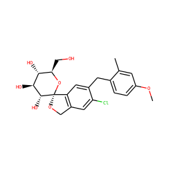 COc1ccc(Cc2cc3c(cc2Cl)CO[C@]32O[C@H](CO)[C@@H](O)[C@H](O)[C@H]2O)c(C)c1 ZINC000045350764