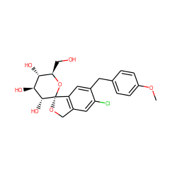 COc1ccc(Cc2cc3c(cc2Cl)CO[C@]32O[C@H](CO)[C@@H](O)[C@H](O)[C@H]2O)cc1 ZINC000045324348