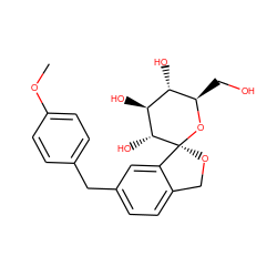 COc1ccc(Cc2ccc3c(c2)[C@]2(OC3)O[C@H](CO)[C@@H](O)[C@H](O)[C@H]2O)cc1 ZINC000038279493