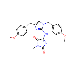 COc1ccc(Cc2cn(Cc3ccc(OC)cc3)c(NC3=NC(=O)N(C)C3=O)n2)cc1 ZINC000013555906