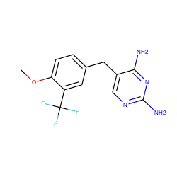 COc1ccc(Cc2cnc(N)nc2N)cc1C(F)(F)F ZINC000013726783