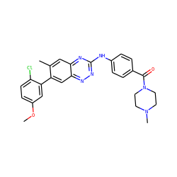 COc1ccc(Cl)c(-c2cc3nnc(Nc4ccc(C(=O)N5CCN(C)CC5)cc4)nc3cc2C)c1 ZINC000096167750