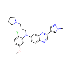 COc1ccc(Cl)c(N(CCCN2CCCC2)c2ccc3ncc(-c4cnn(C)c4)nc3c2)c1 ZINC000204168143