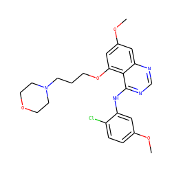 COc1ccc(Cl)c(Nc2ncnc3cc(OC)cc(OCCCN4CCOCC4)c23)c1 ZINC000014949394