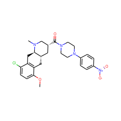 COc1ccc(Cl)c2c1C[C@H]1C[C@@H](C(=O)N3CCN(c4ccc([N+](=O)[O-])cc4)CC3)CN(C)[C@@H]1C2 ZINC000028949882