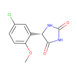 COc1ccc(Cl)cc1[C@@H]1NC(=O)NC1=O ZINC000028227972