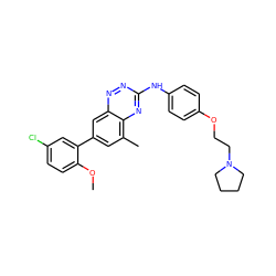 COc1ccc(Cl)cc1-c1cc(C)c2nc(Nc3ccc(OCCN4CCCC4)cc3)nnc2c1 ZINC000028702743