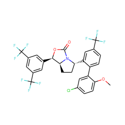 COc1ccc(Cl)cc1-c1ccc(C(F)(F)F)cc1[C@@H]1CC[C@H]2[C@@H](c3cc(C(F)(F)F)cc(C(F)(F)F)c3)OC(=O)N12 ZINC000169709040