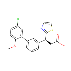 COc1ccc(Cl)cc1-c1cccc([C@H](CC(=O)O)c2nccs2)c1 ZINC001772601892