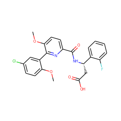 COc1ccc(Cl)cc1-c1nc(C(=O)N[C@@H](CC(=O)O)c2ccccc2F)ccc1OC ZINC000261093699