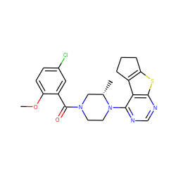 COc1ccc(Cl)cc1C(=O)N1CCN(c2ncnc3sc4c(c23)CCC4)[C@@H](C)C1 ZINC000169348414