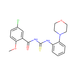 COc1ccc(Cl)cc1C(=O)NC(=S)Nc1ccccc1N1CCOCC1 ZINC000000679036