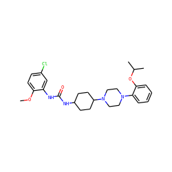 COc1ccc(Cl)cc1NC(=O)NC1CCC(N2CCN(c3ccccc3OC(C)C)CC2)CC1 ZINC000053050668