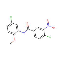 COc1ccc(Cl)cc1NC(=O)c1ccc(Cl)c([N+](=O)[O-])c1 ZINC000000102780