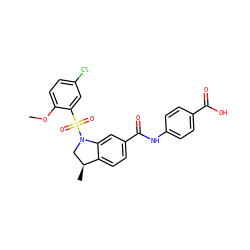 COc1ccc(Cl)cc1S(=O)(=O)N1C[C@H](C)c2ccc(C(=O)Nc3ccc(C(=O)O)cc3)cc21 ZINC000034948768